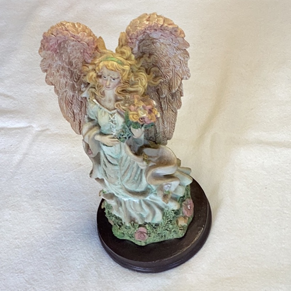 FINAL SALE PRICE Angel Statue with Wooden Base
